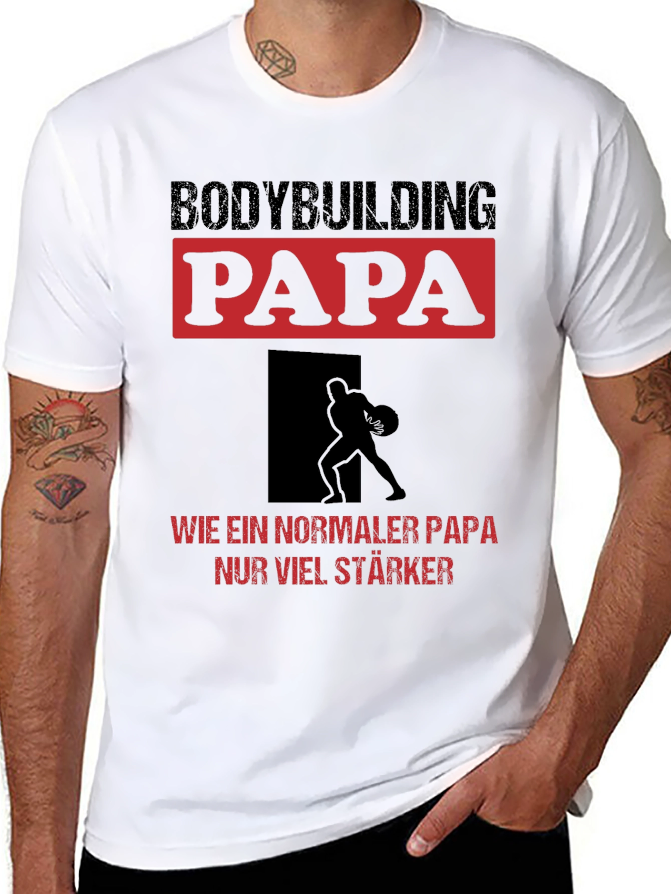 Bodybuilding Papa T-Shirt - Strong Dad Edition