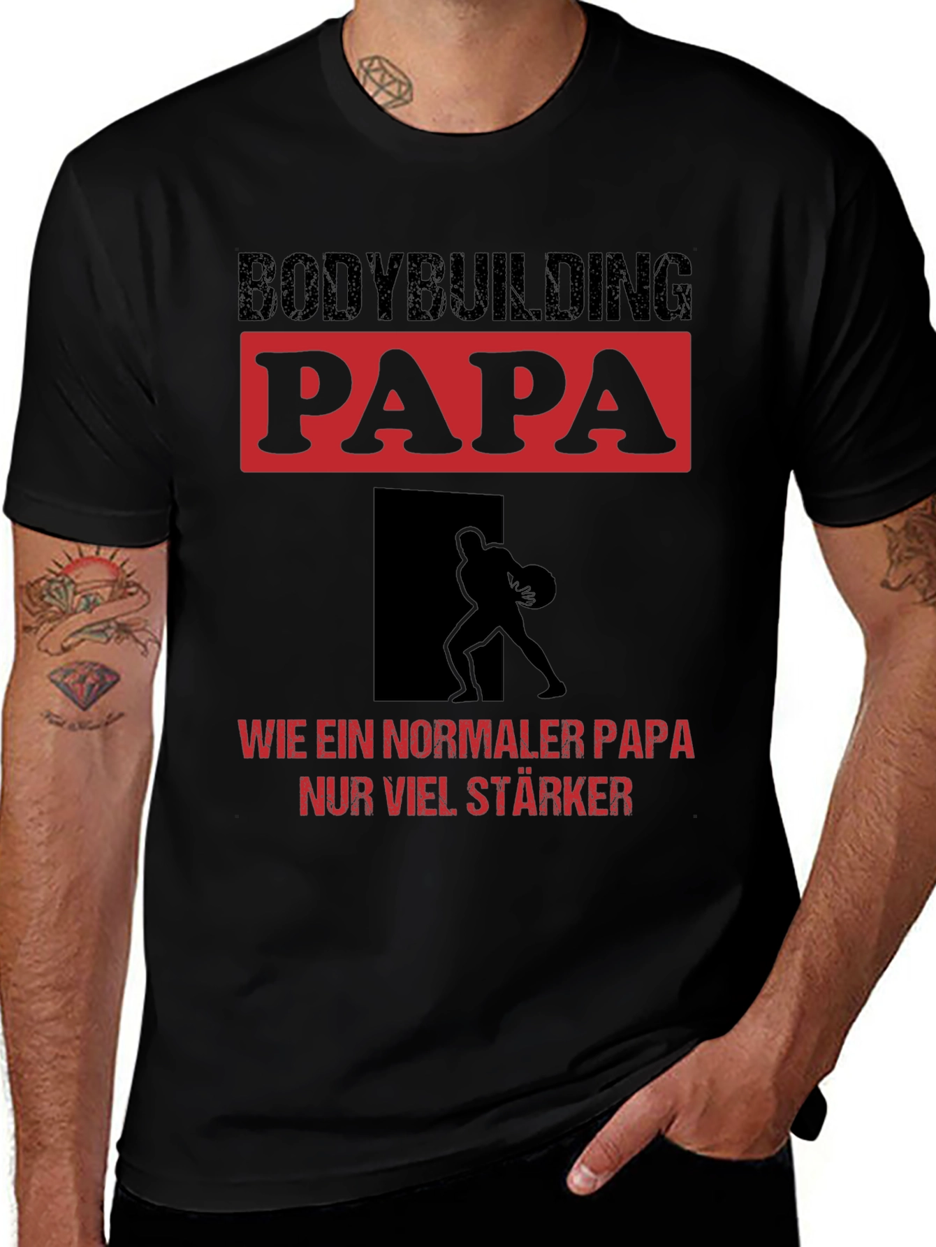 Bodybuilding Papa T-Shirt - Strong Dad Edition