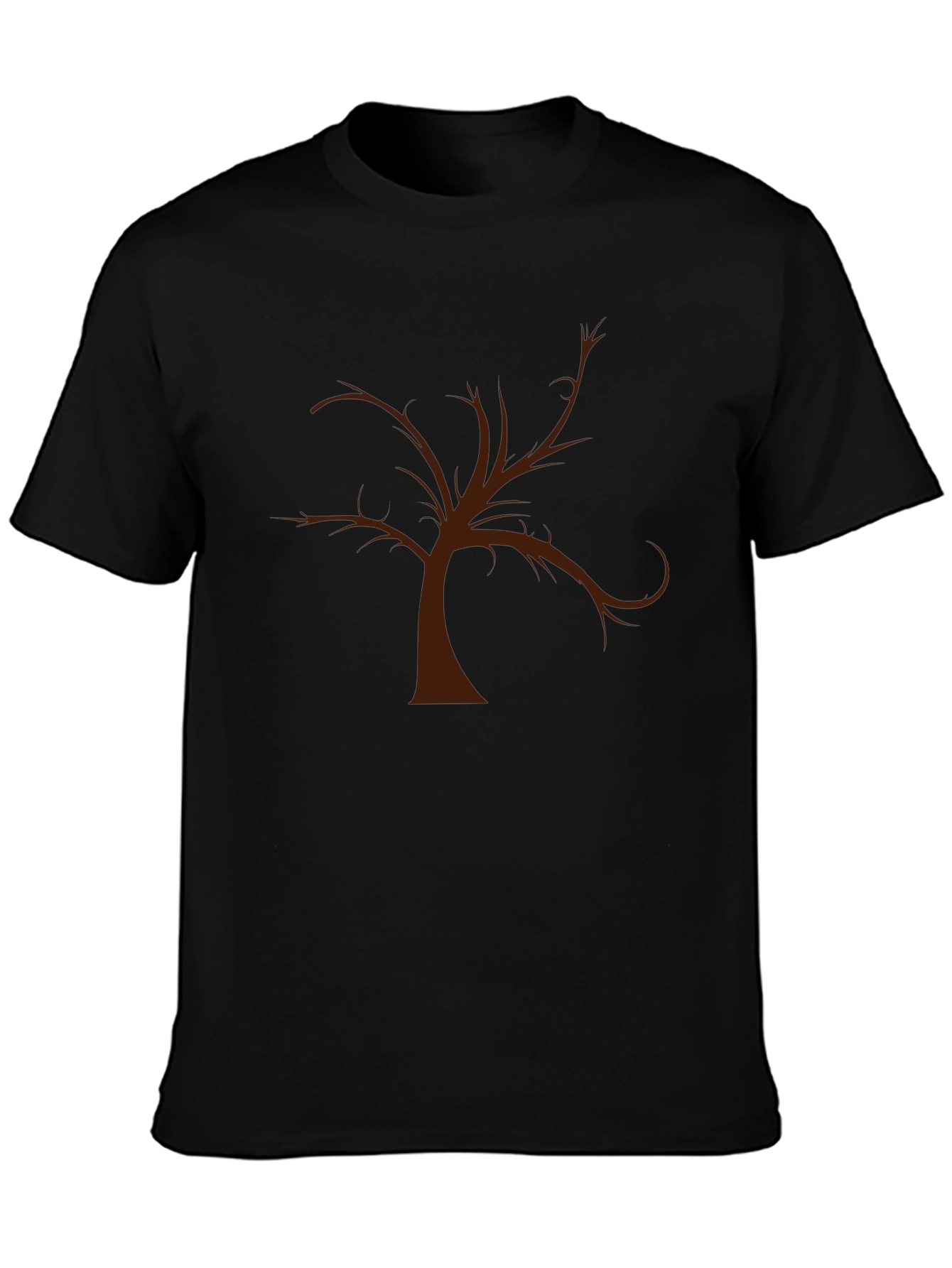 Unique Brown Tree Graphic Black T-Shirt