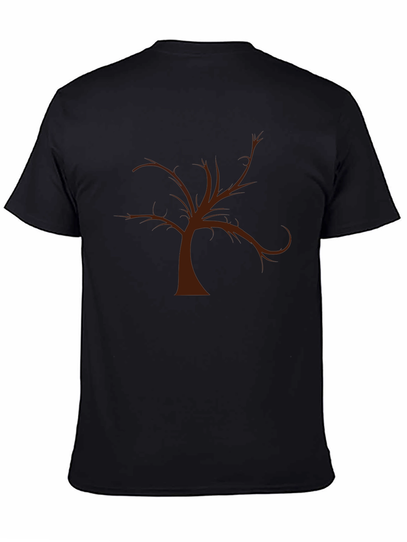 Unique Brown Tree Graphic Black T-Shirt
