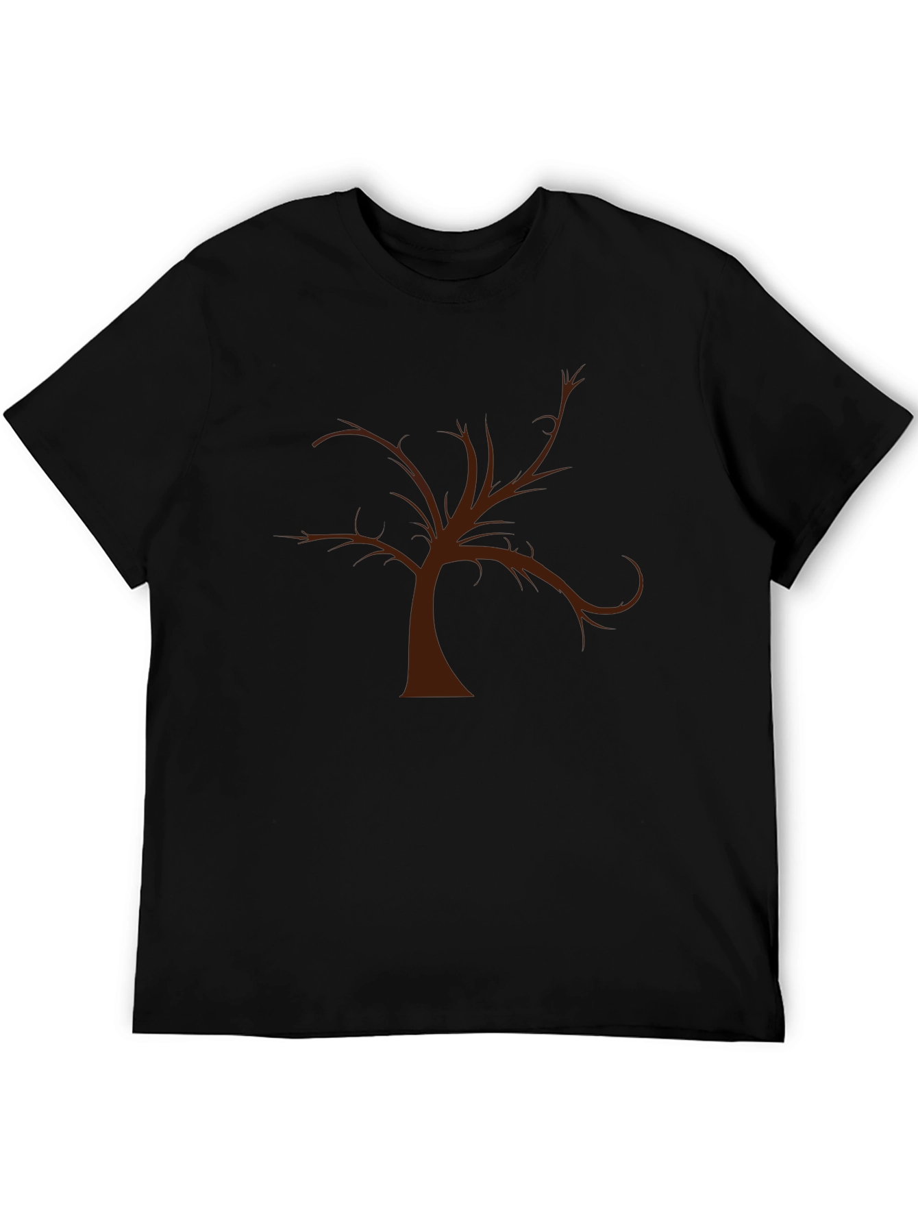 Unique Brown Tree Graphic Black T-Shirt