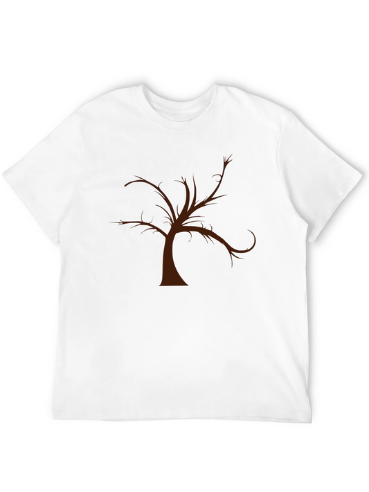 Unique Brown Tree Graphic Black T-Shirt