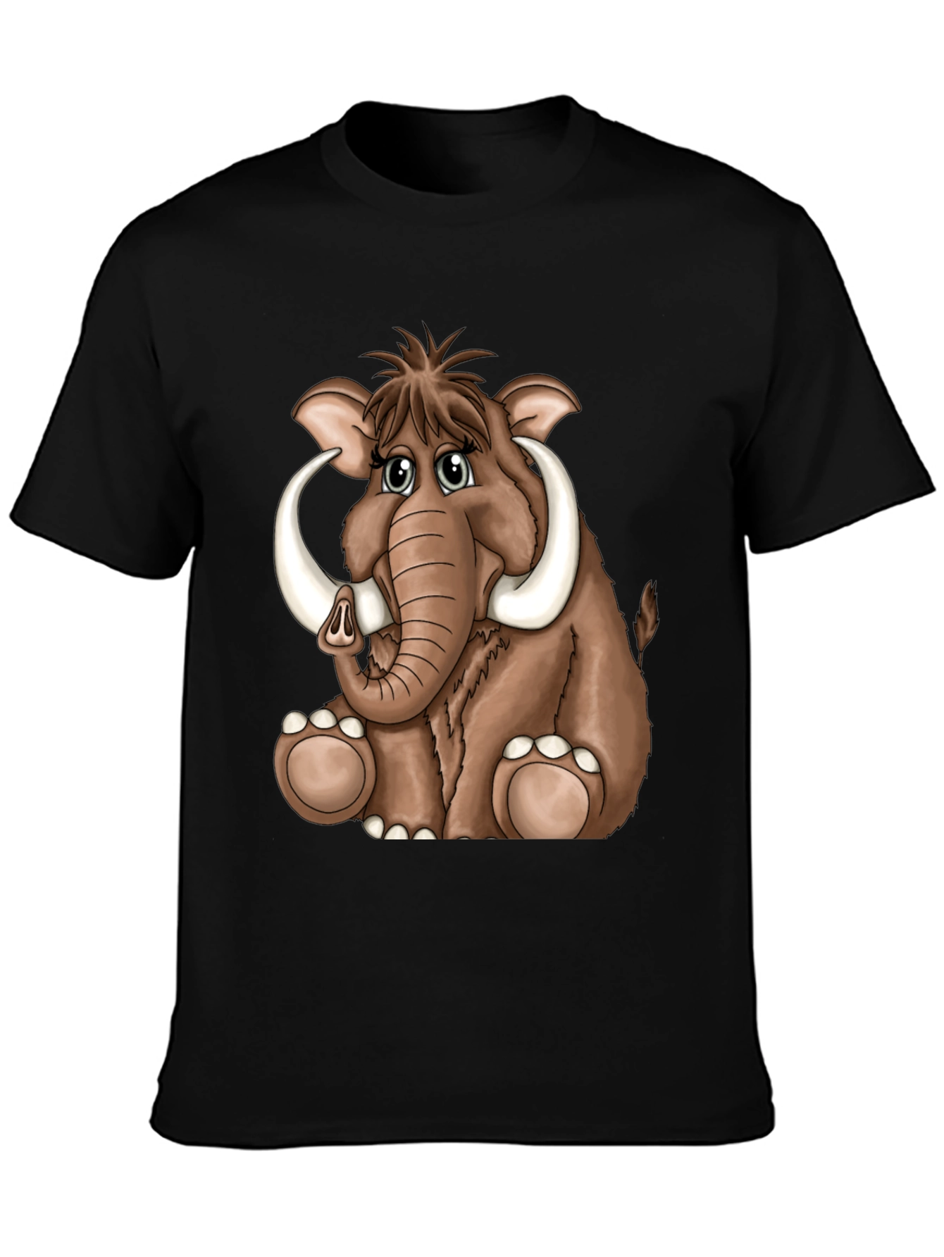 Cartoon Mammoth Graphic Tee - Black T-Shirt