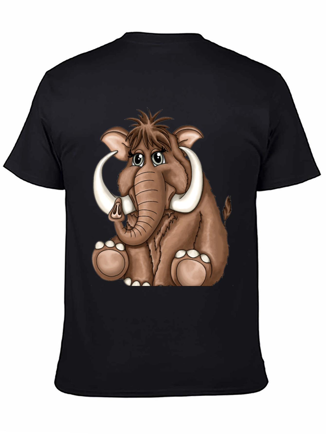 Cartoon Mammoth Graphic Tee - Black T-Shirt