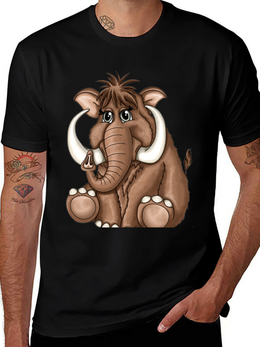 Cartoon Mammoth Graphic Tee - Black T-Shirt