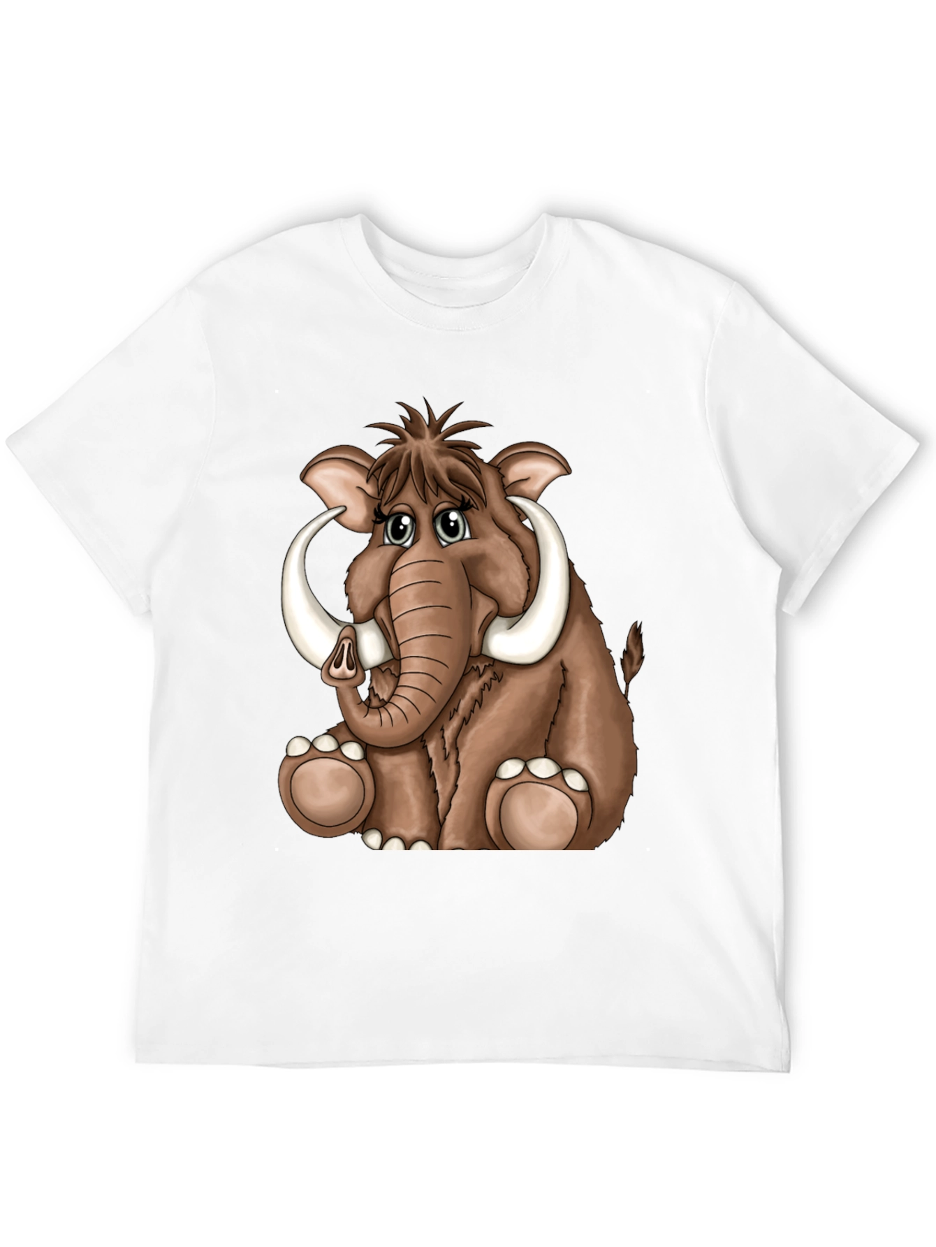 Cartoon Mammoth Graphic Tee - Black T-Shirt