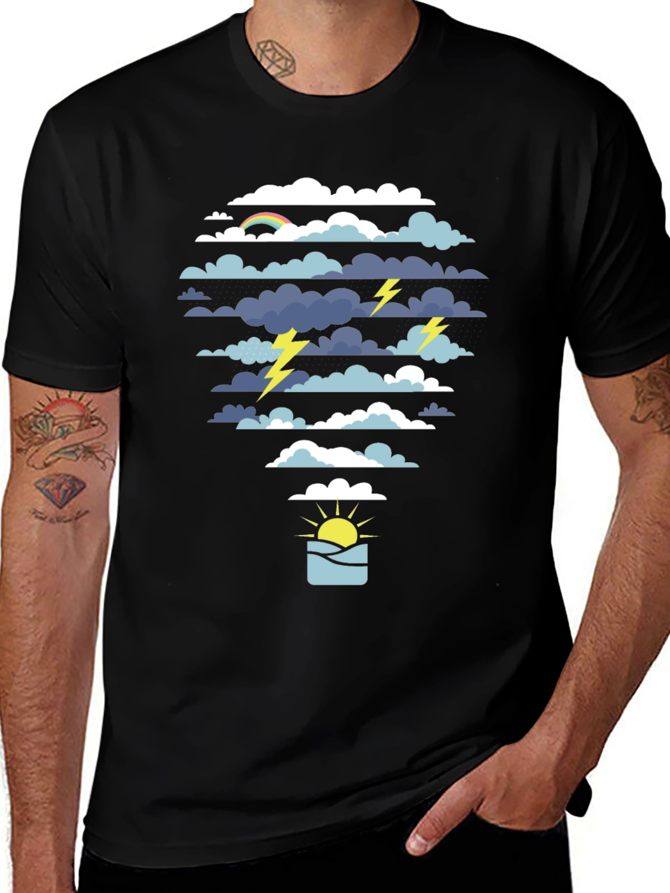 Weather Graphic Tee - Black Cotton T-Shirt