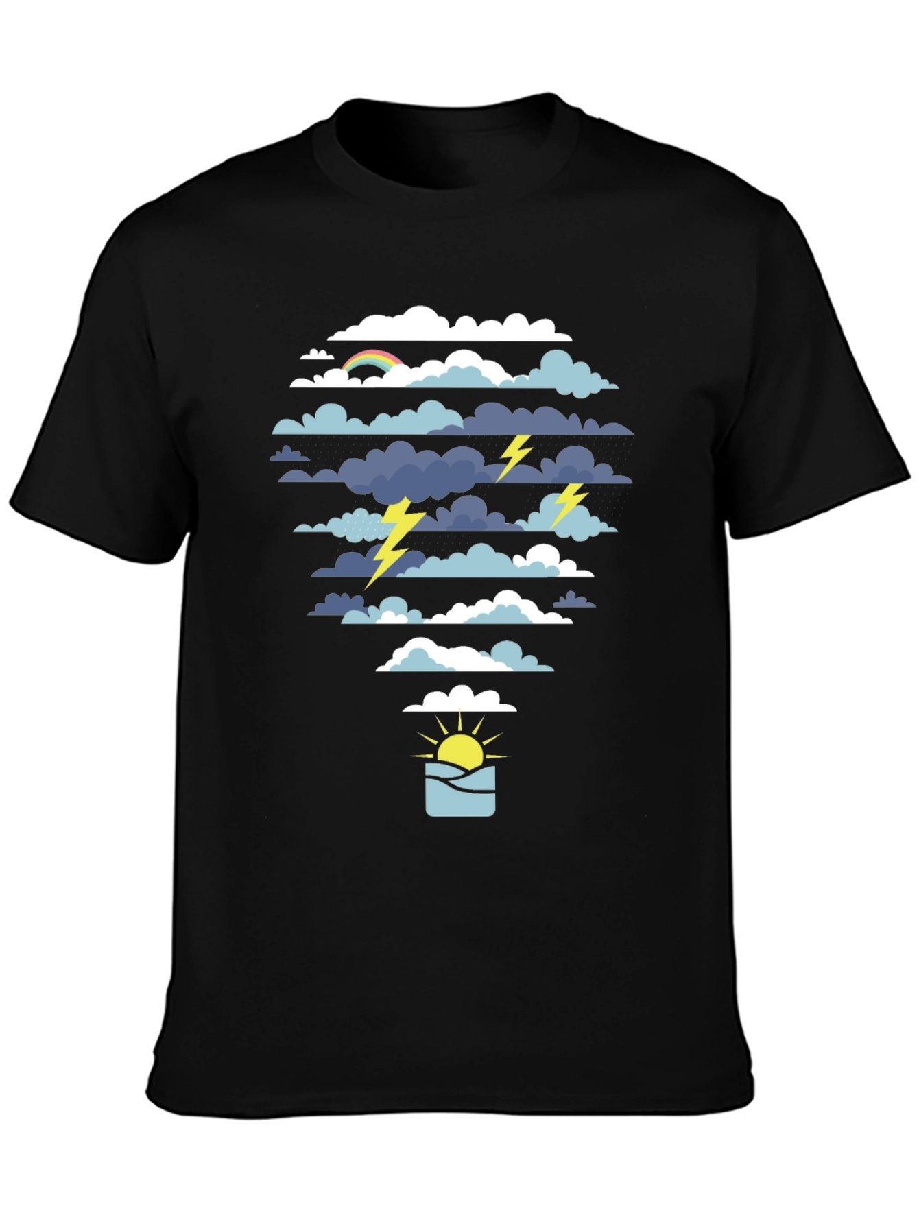 Weather Graphic Tee - Black Cotton T-Shirt