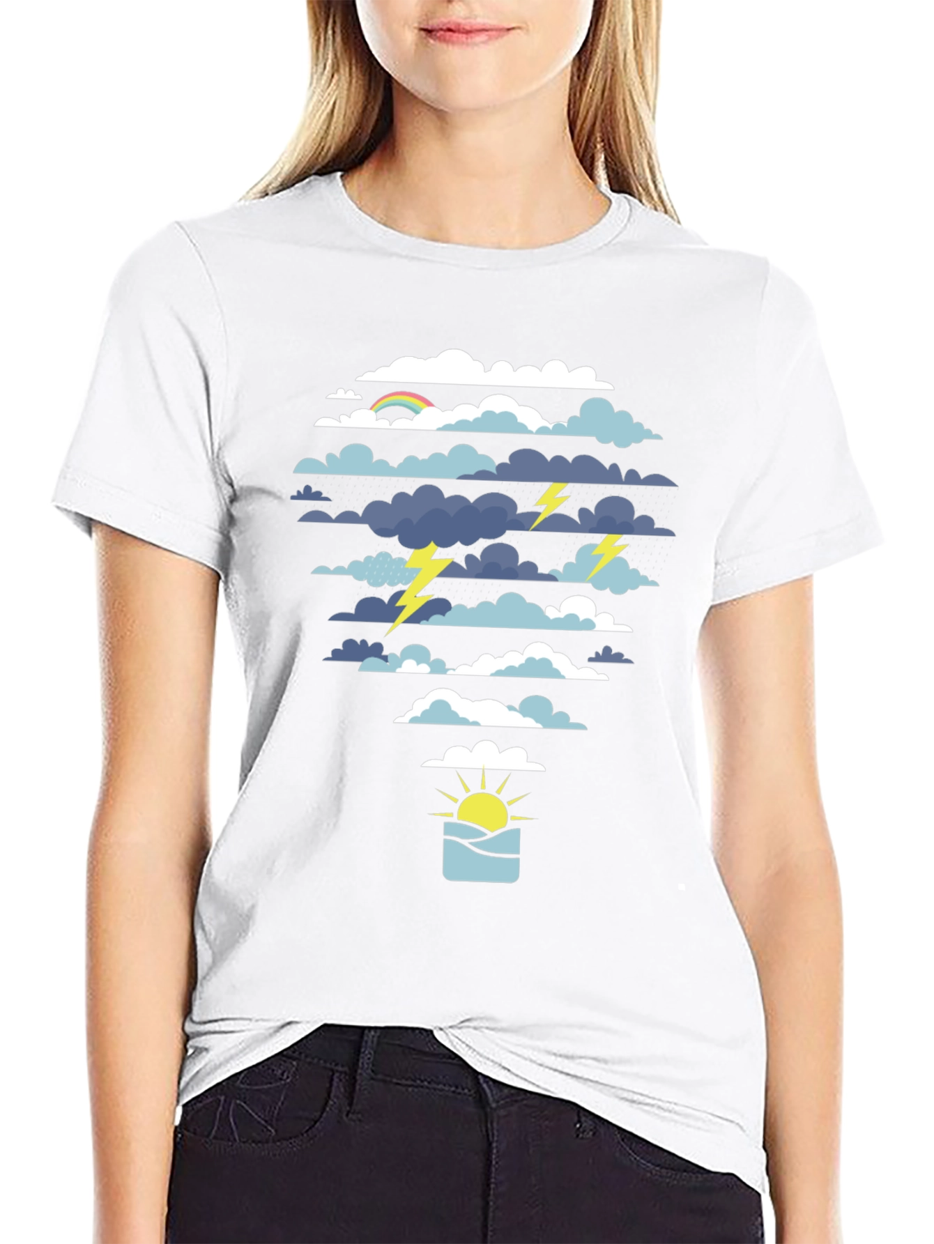 Weather Graphic Tee - Black Cotton T-Shirt