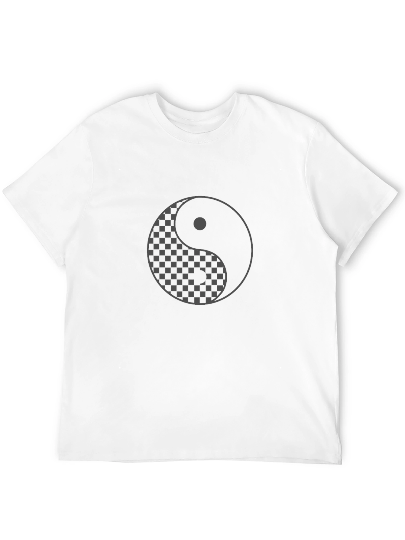 Yin Yang Checkered Graphic T-Shirt - Casual Comfort
