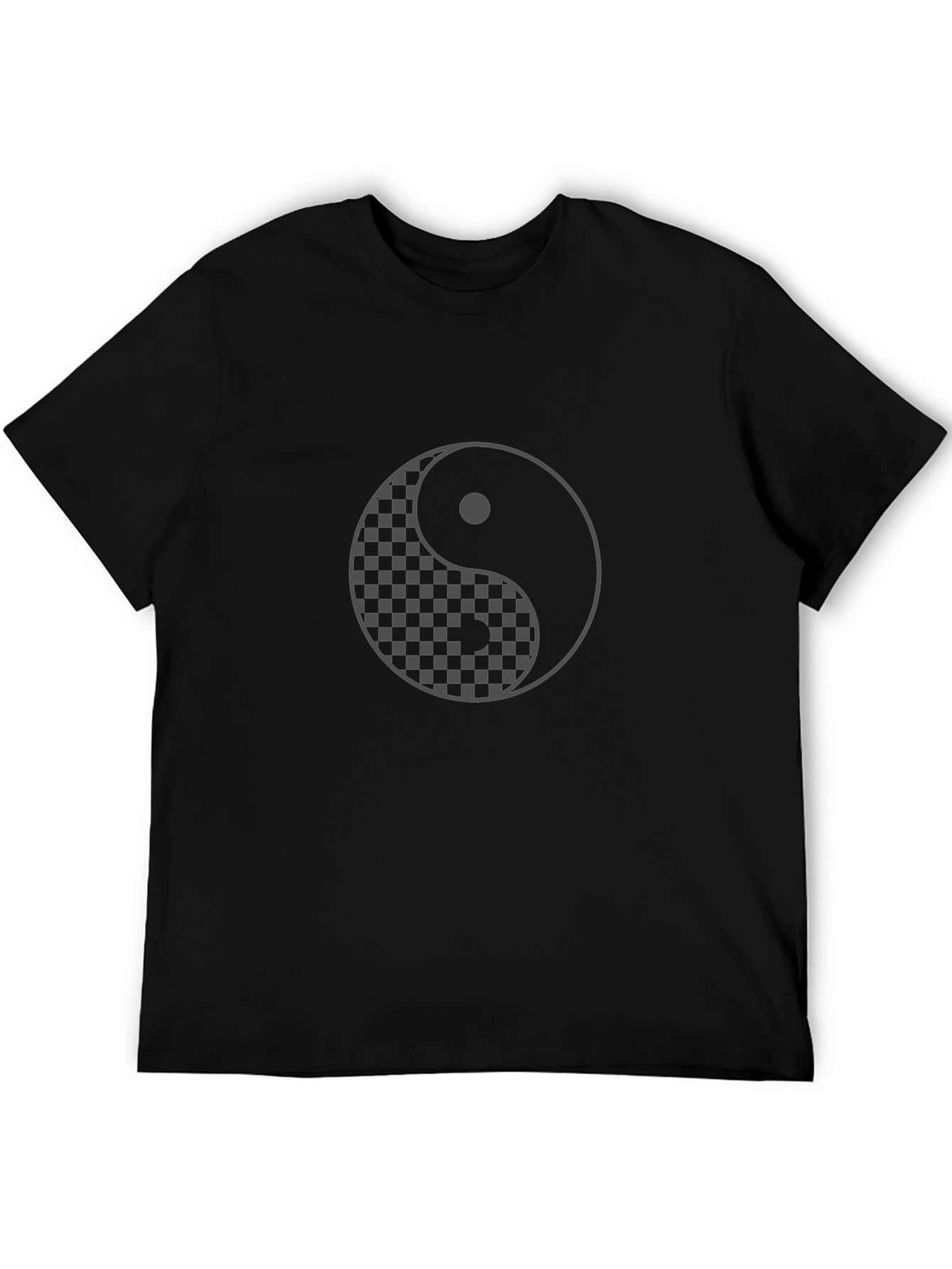 Yin Yang Checkered Graphic T-Shirt - Casual Comfort