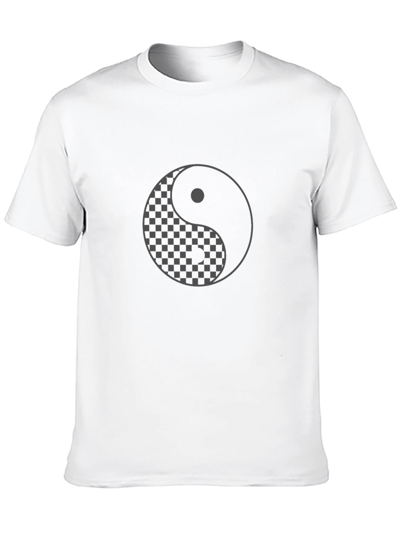Yin Yang Checkered Graphic T-Shirt - Casual Comfort