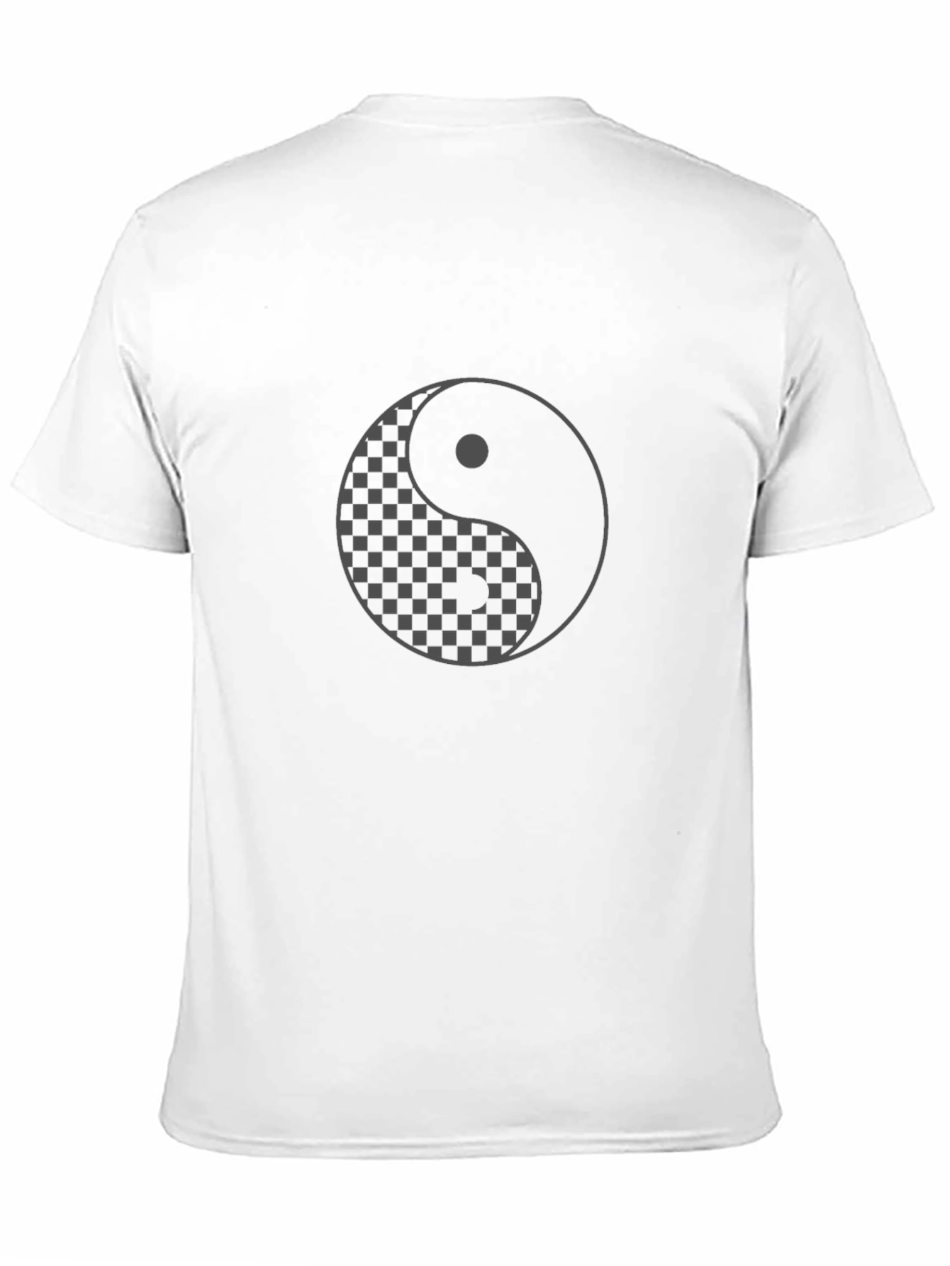 Yin Yang Checkered Graphic T-Shirt - Casual Comfort