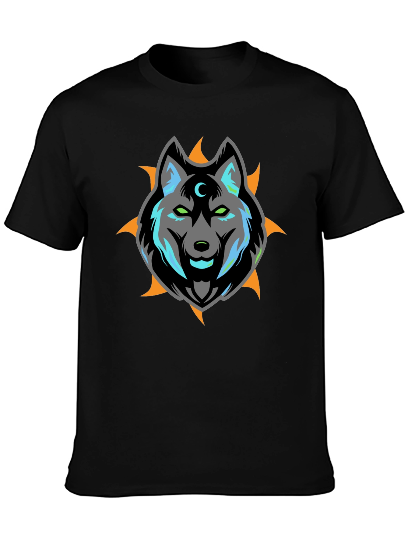 Wolf Moon Graphic Print Black T-Shirt