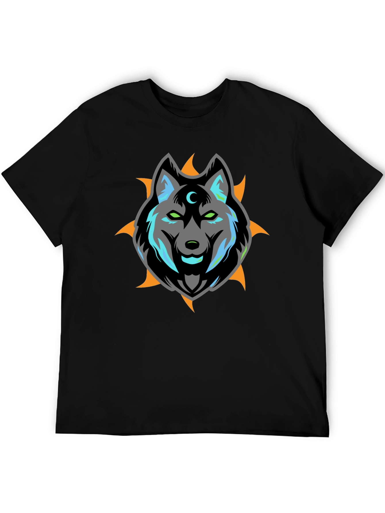Wolf Moon Graphic Print Black T-Shirt
