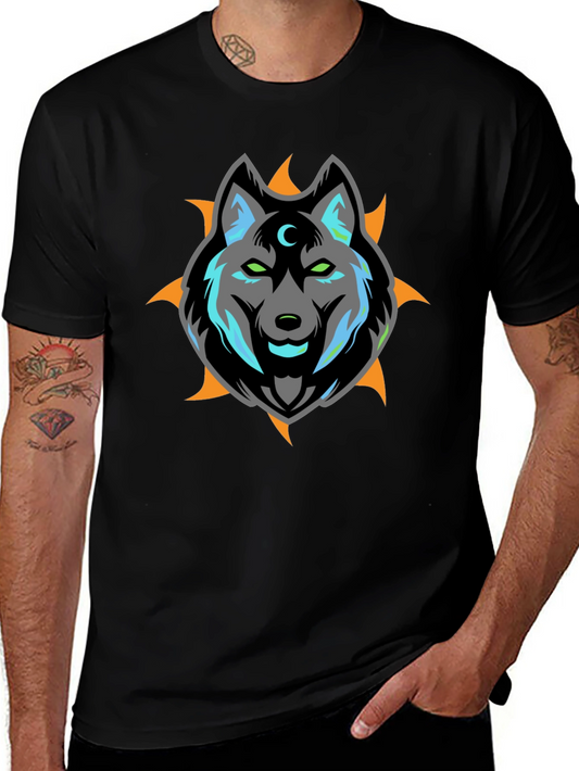 Wolf Moon Graphic Print Black T-Shirt