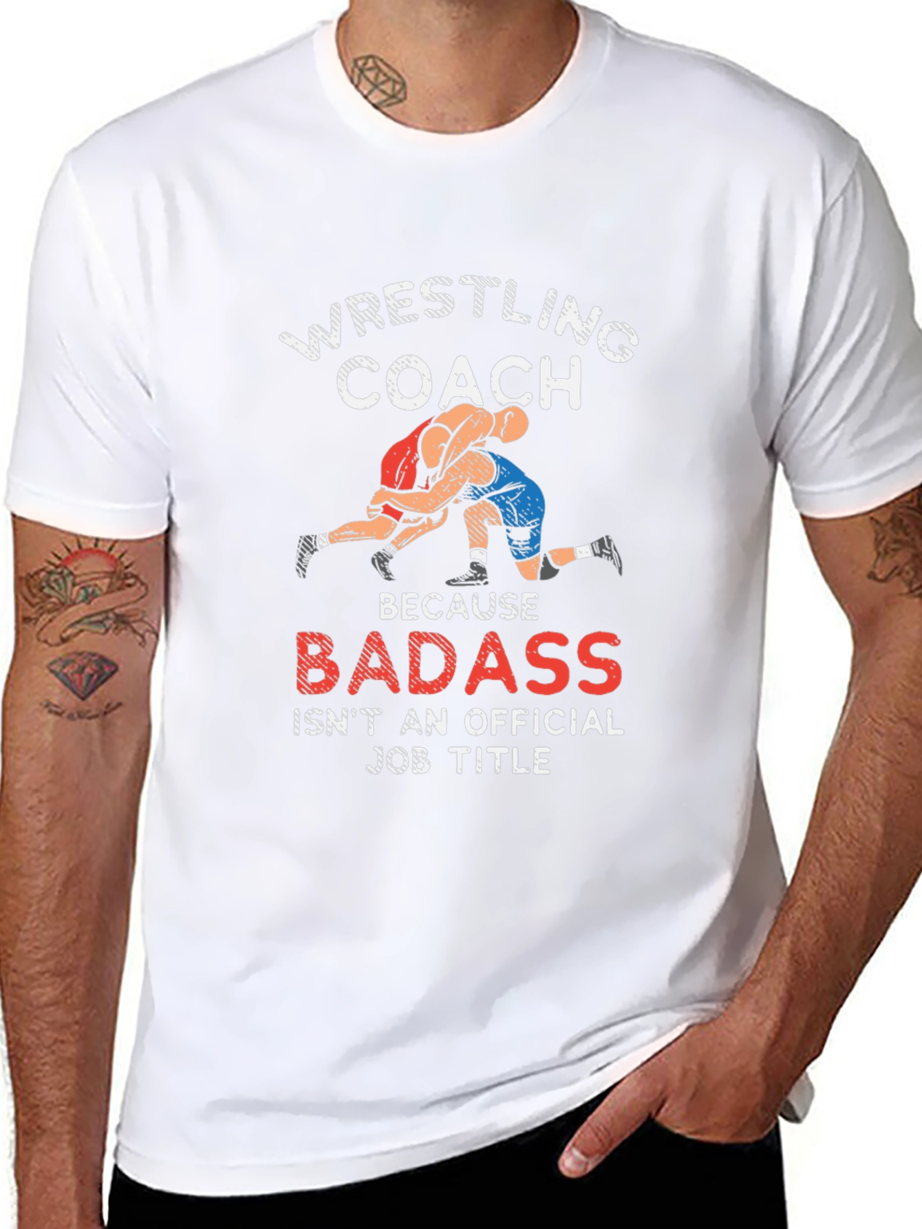 Wrestling Coach T-Shirt - Badass Job Title Graphic Tee