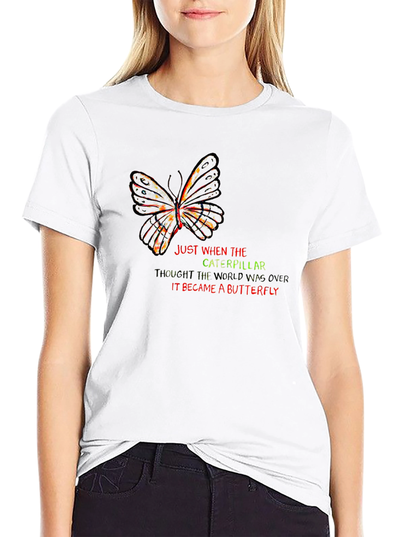 Butterfly Metamorphosis Black Graphic T-Shirt