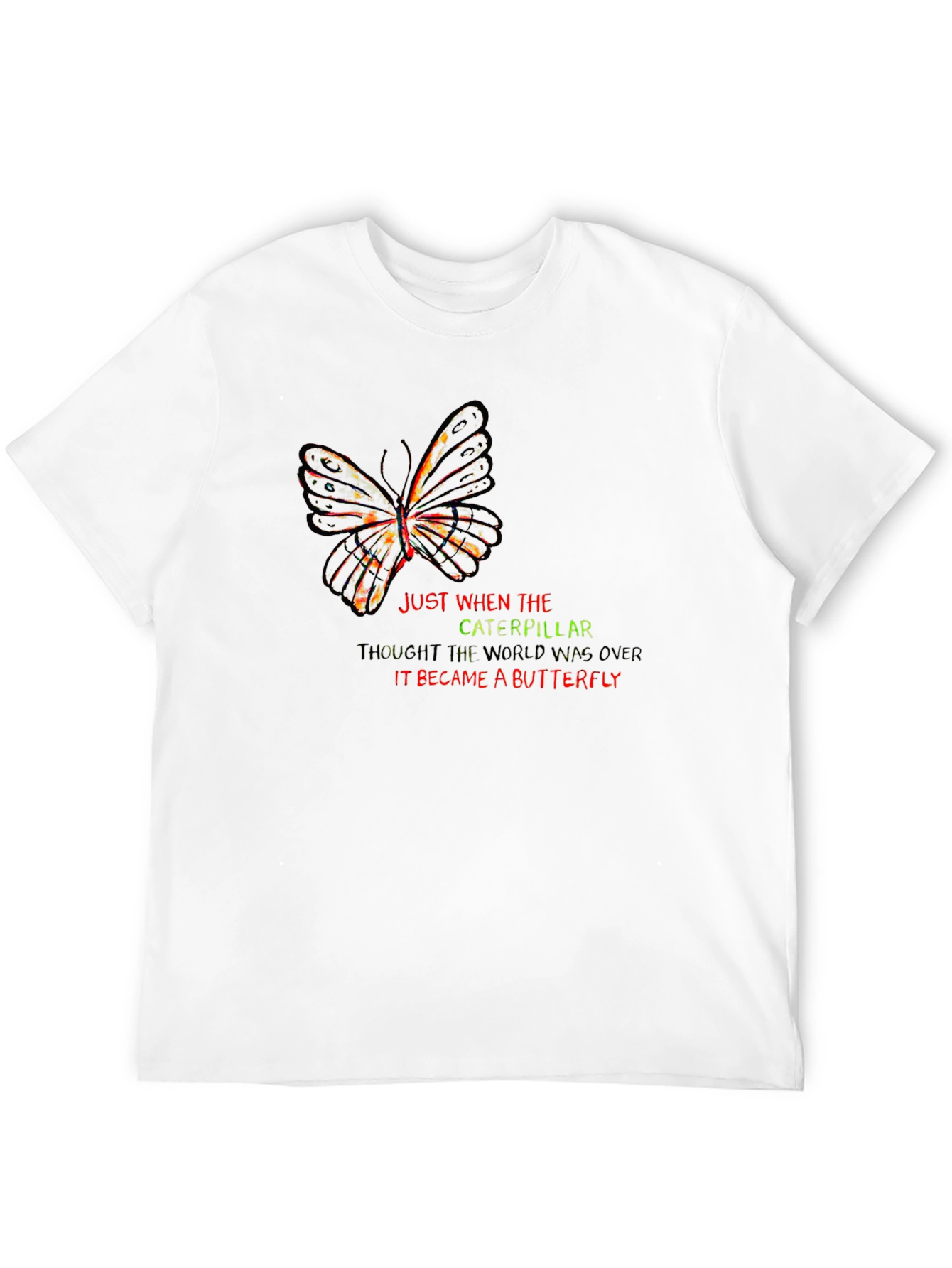Butterfly Metamorphosis Black Graphic T-Shirt