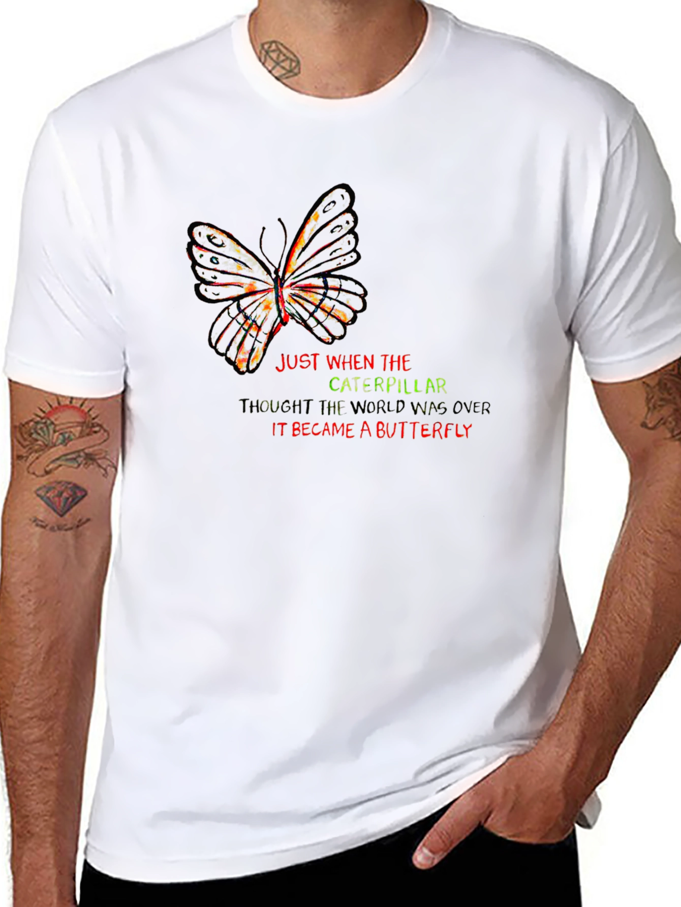 Butterfly Metamorphosis Black Graphic T-Shirt