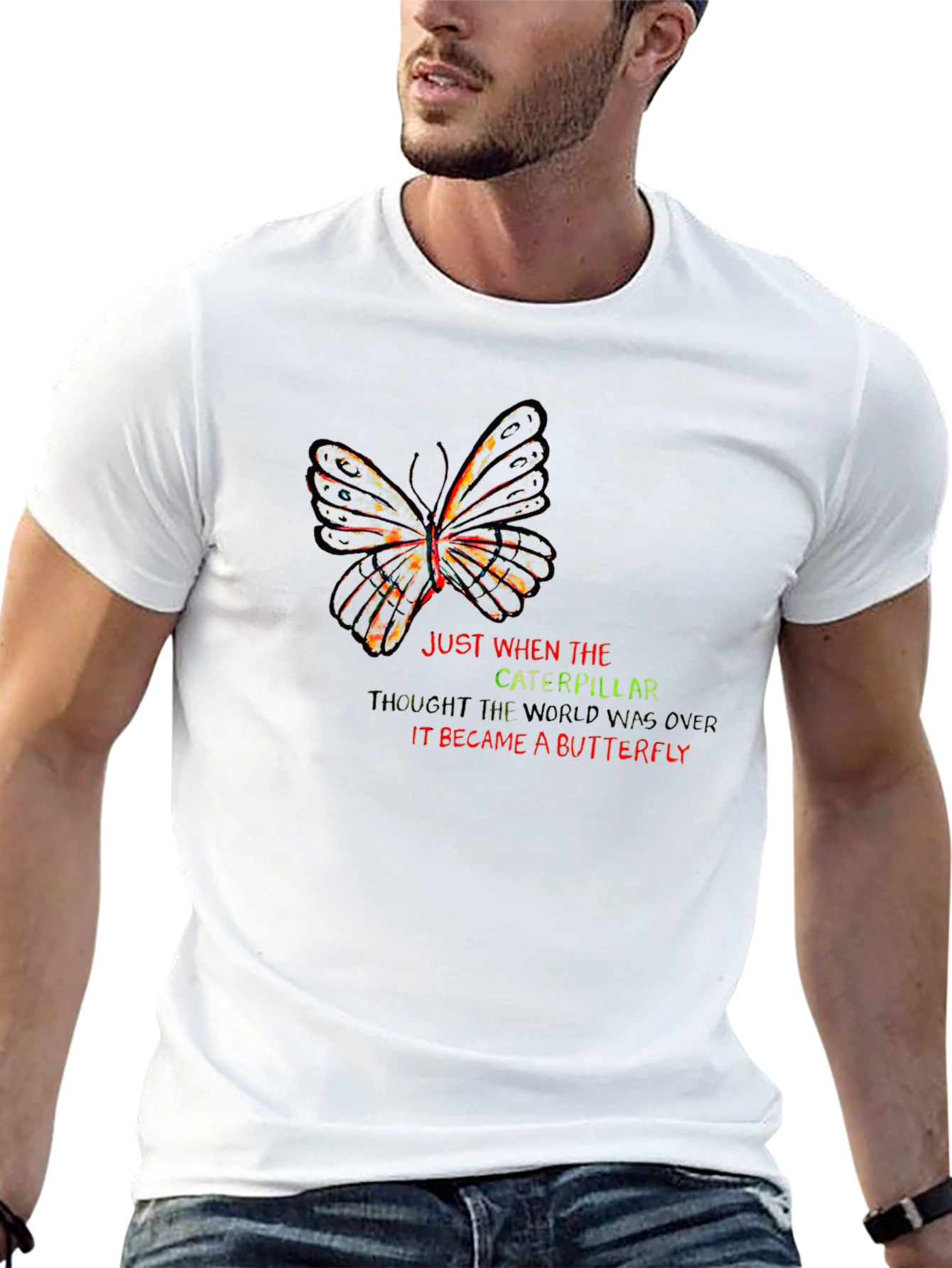 Butterfly Metamorphosis Black Graphic T-Shirt