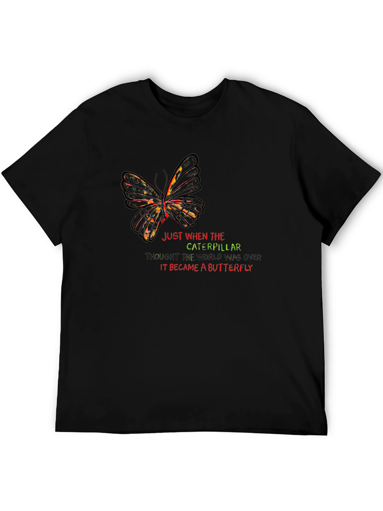 Butterfly Metamorphosis Black Graphic T-Shirt