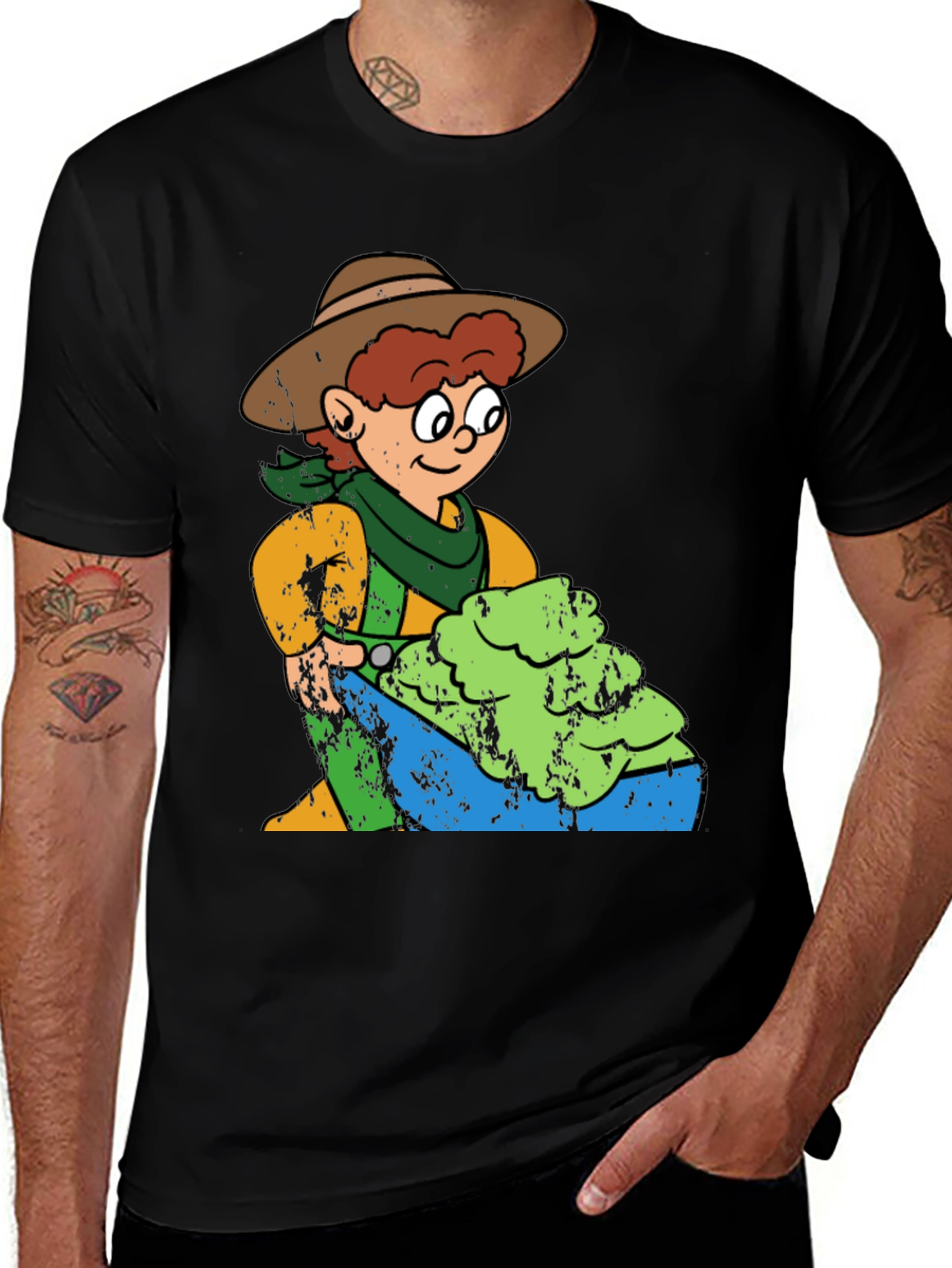 Cartoon Cowboy Graphic T-Shirt