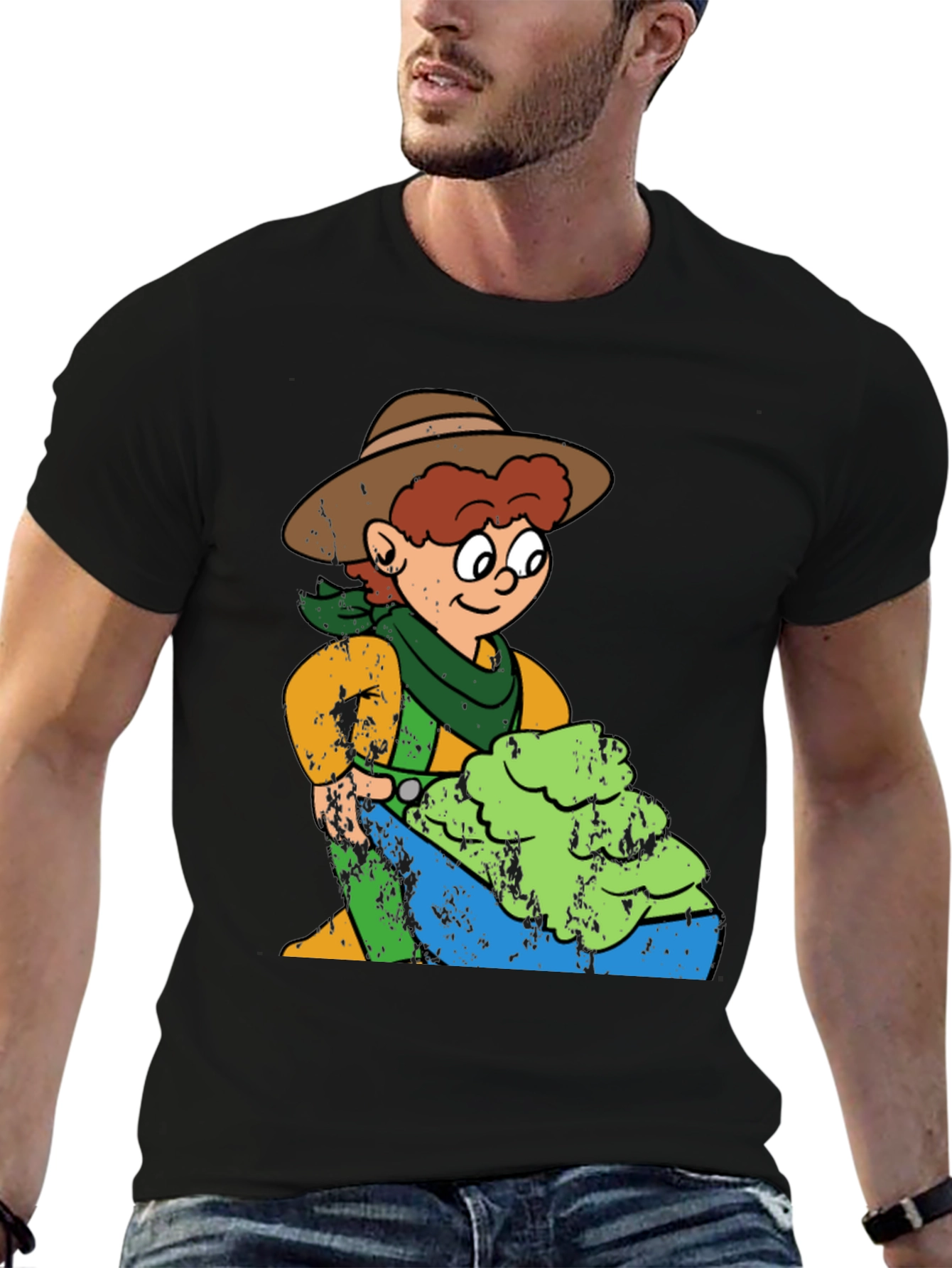 Cartoon Cowboy Graphic T-Shirt
