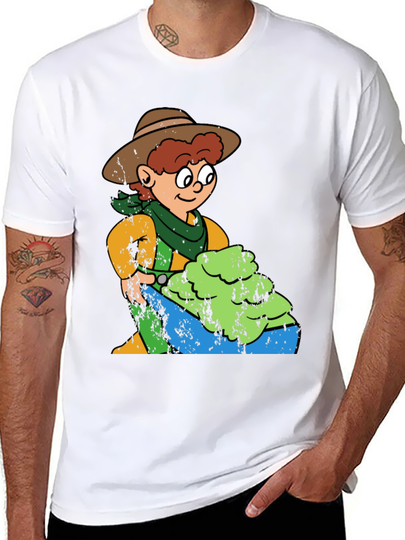 Cartoon Cowboy Graphic T-Shirt