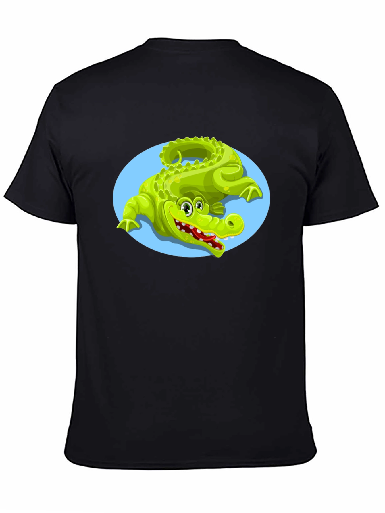 Cartoon Crocodile Graphic Tee - Unisex Black T-Shirt