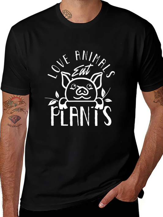 Vegan Love Animals Eat Plants Black T-Shirt