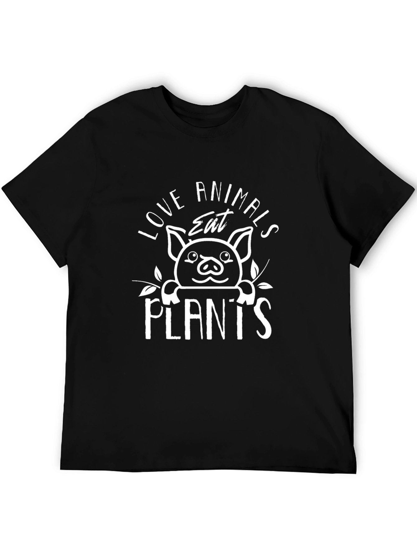 Vegan Love Animals Eat Plants Black T-Shirt