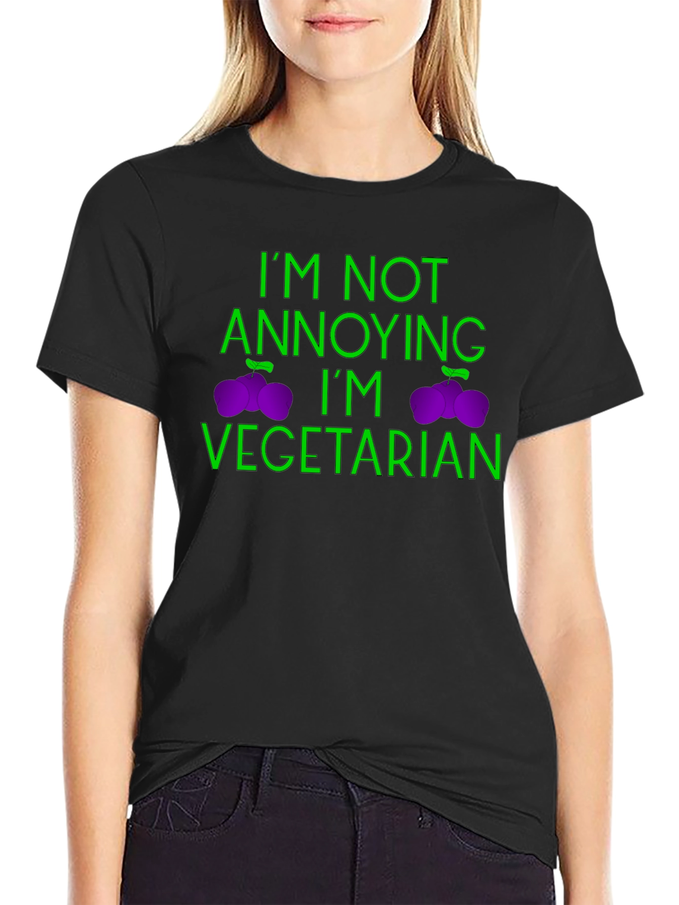 Vegetarian Statement Graphic Tee - Black