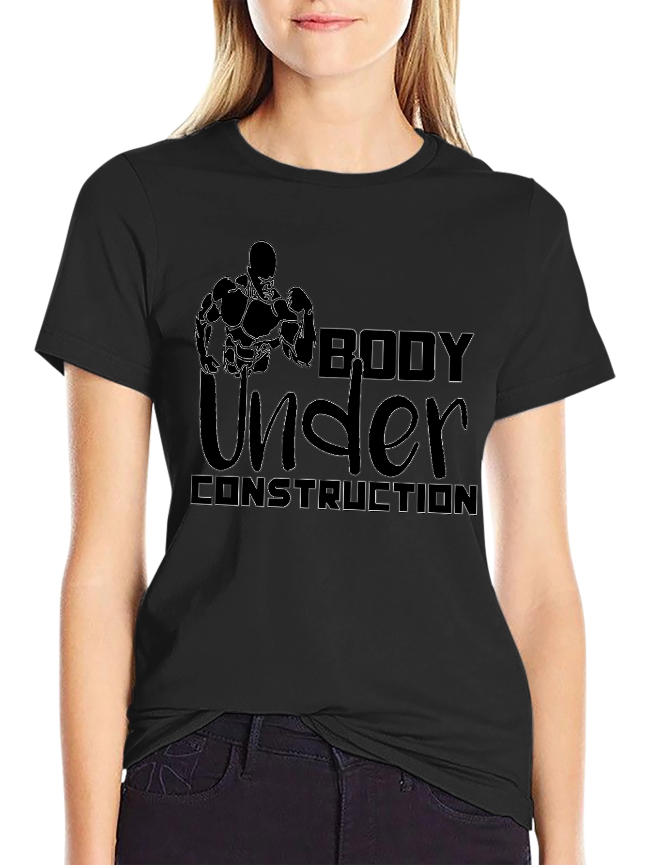 Body Under Construction Graphic T-Shirt - Black