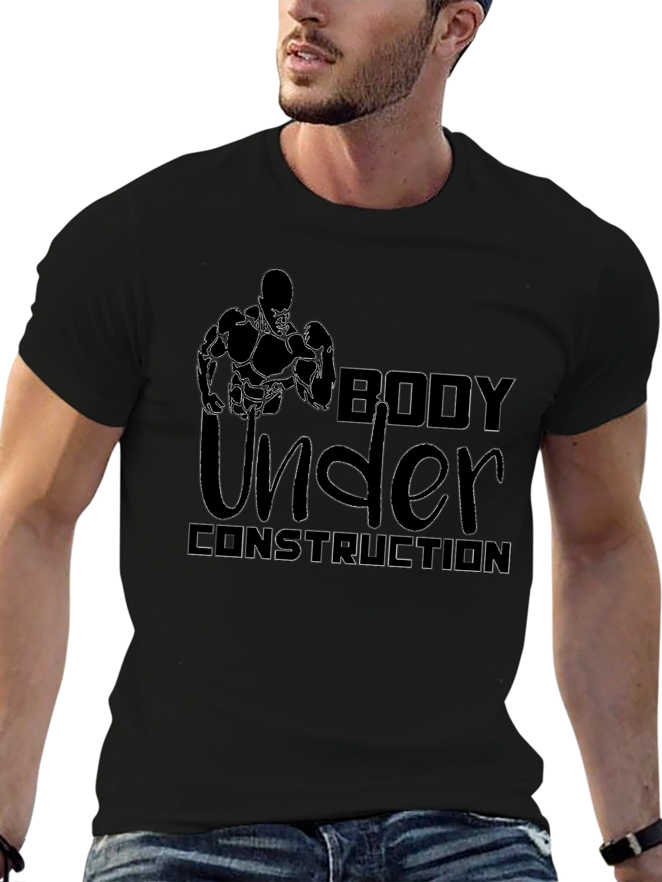 Body Under Construction Graphic T-Shirt - Black