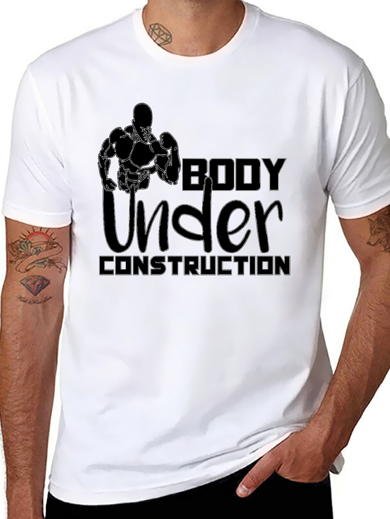 Body Under Construction Graphic T-Shirt - Black