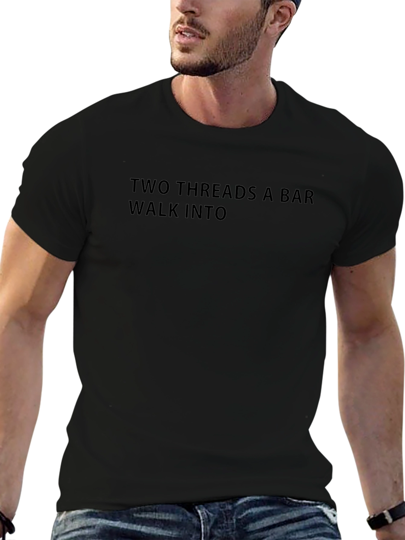 Two Threads Bar T-Shirt: Black Humor Tee