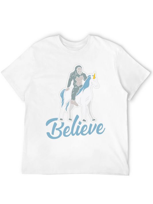 Believe Bigfoot Unicorn T-Shirt Funny Graphic Tee