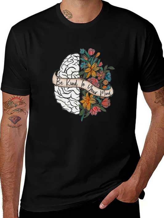 Be Kind To Your Mind T-Shirt - Floral Brain Graphic Tee