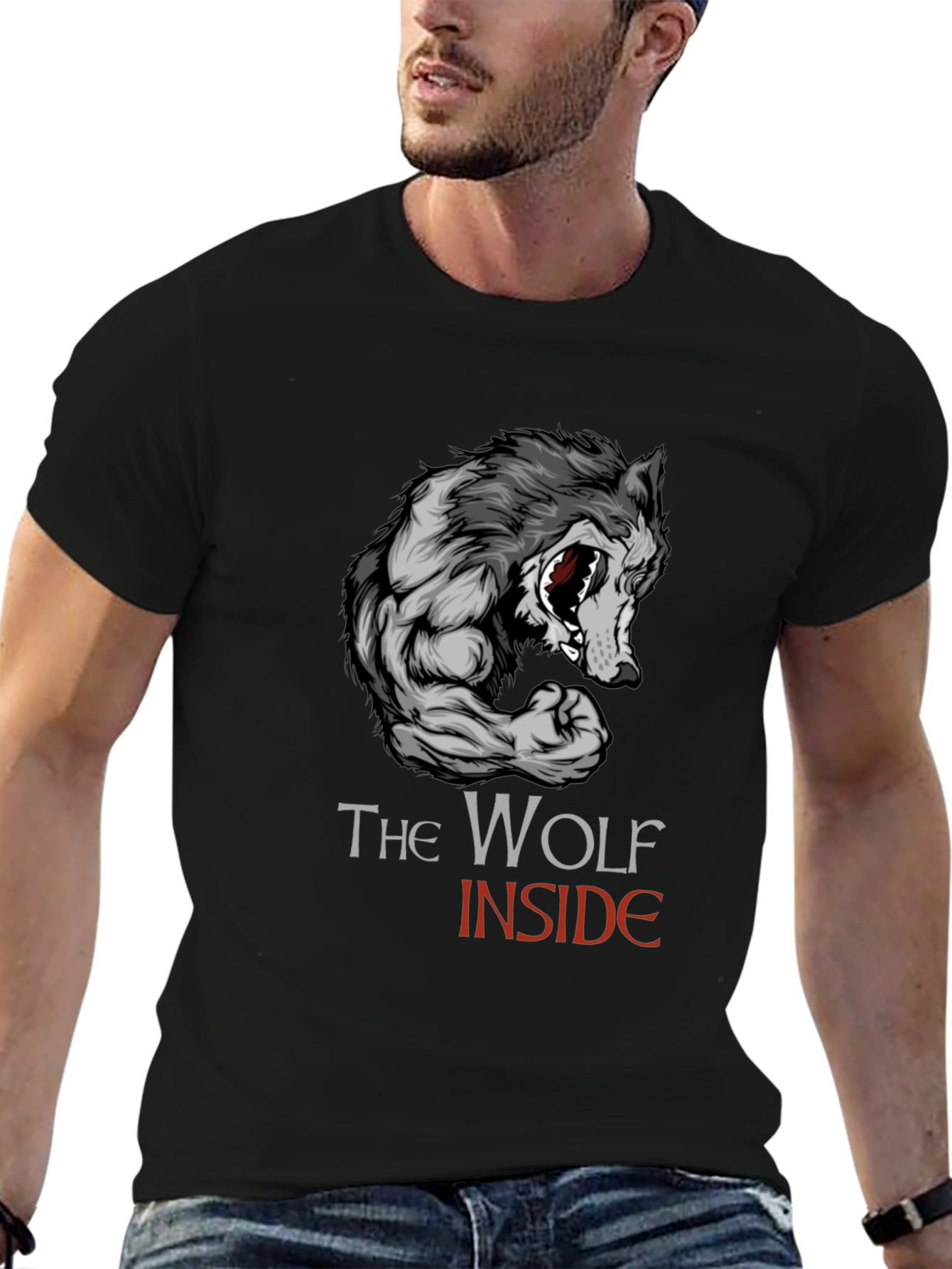 The Wolf Inside Graphic Tee - Black Cotton T-Shirt