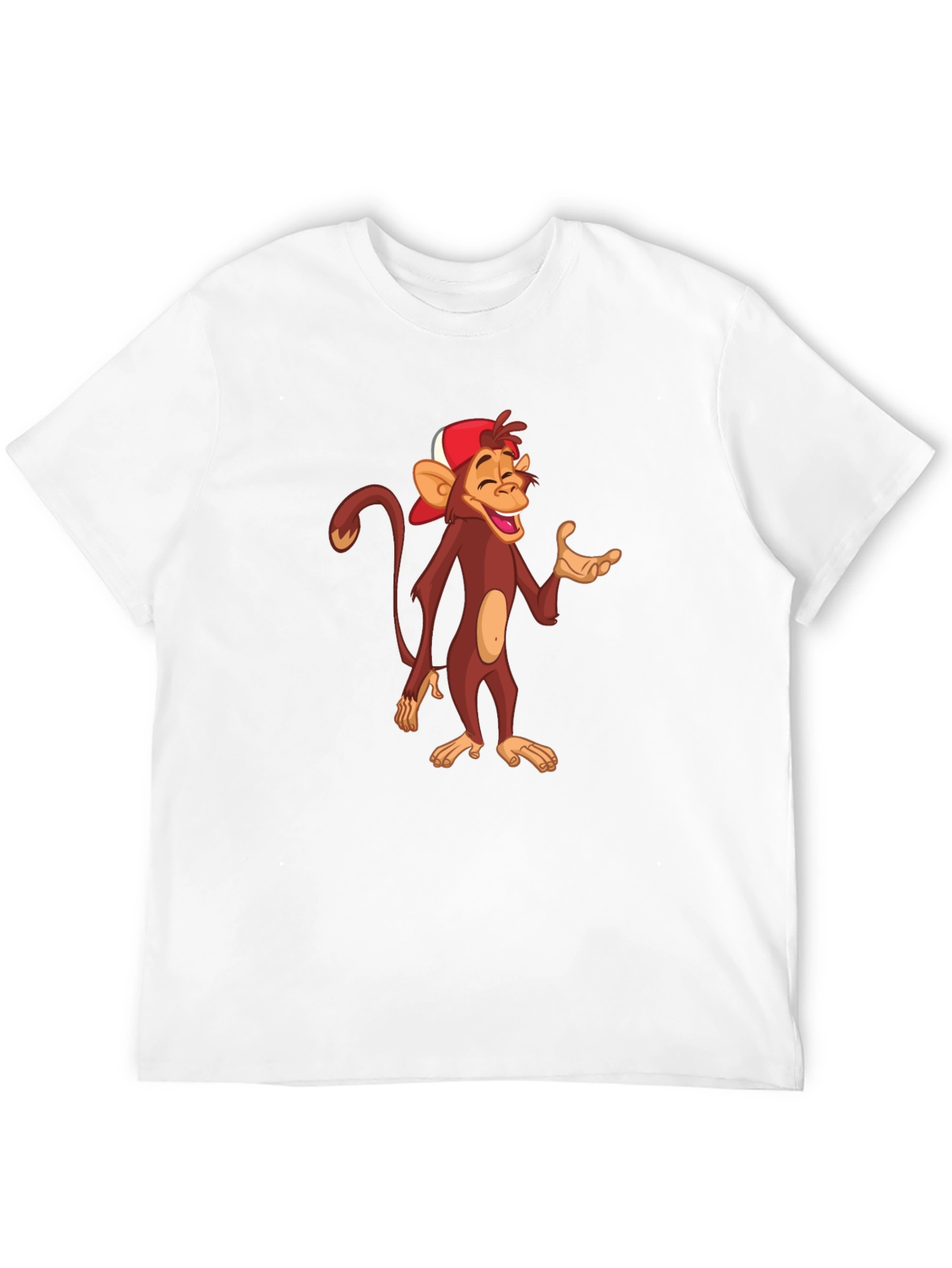 Cartoon Monkey Graphic T-Shirt - Casual Black Tee