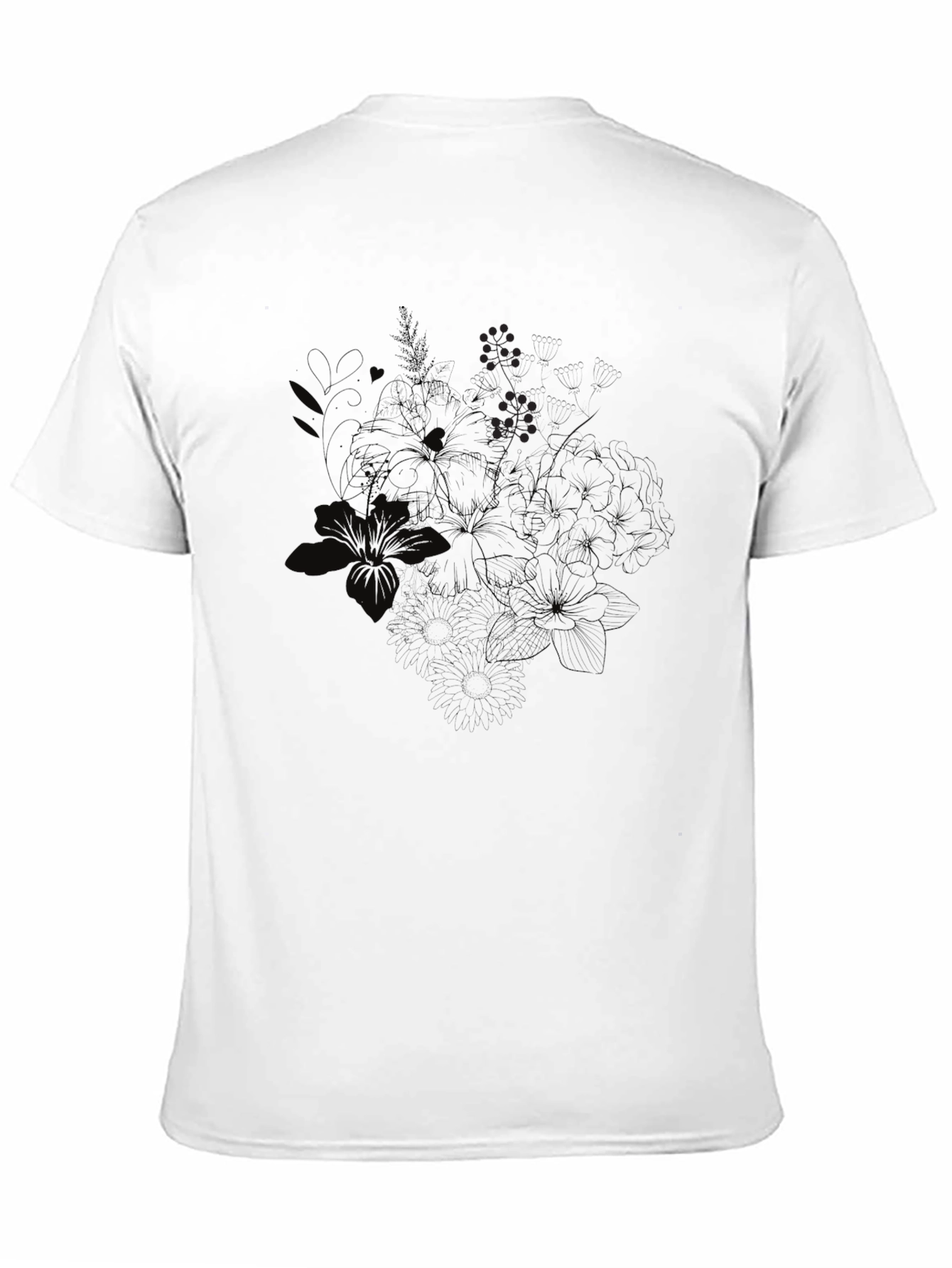 Black Floral Print Crew Neck T-Shirt