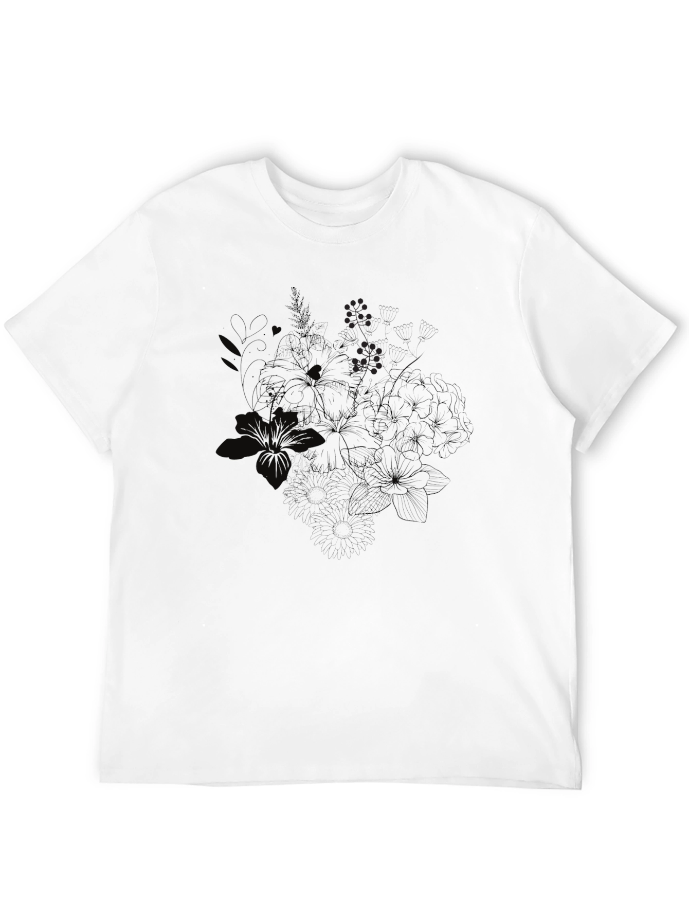 Black Floral Print Crew Neck T-Shirt