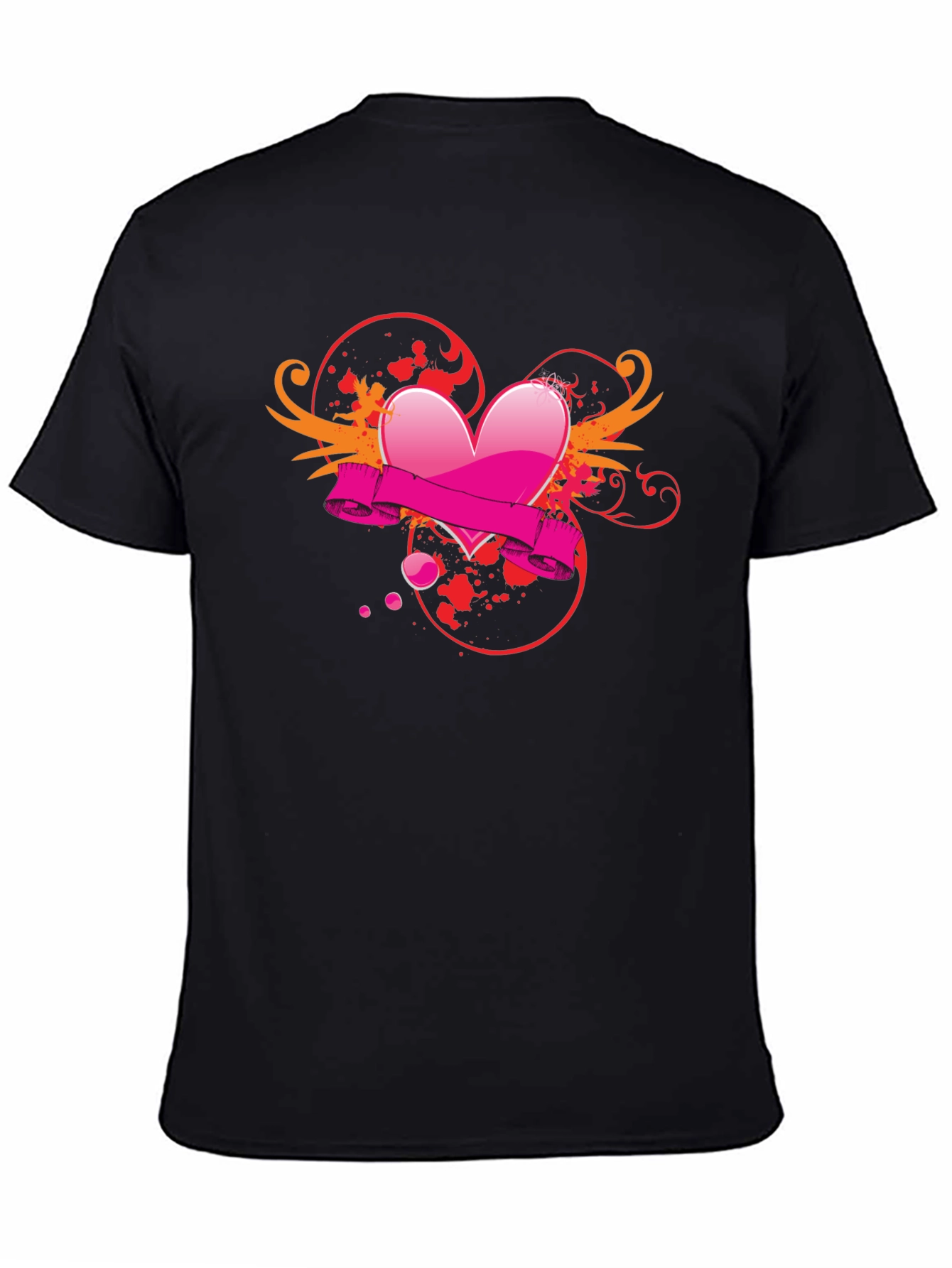 Black T-Shirt with Heart Graphic