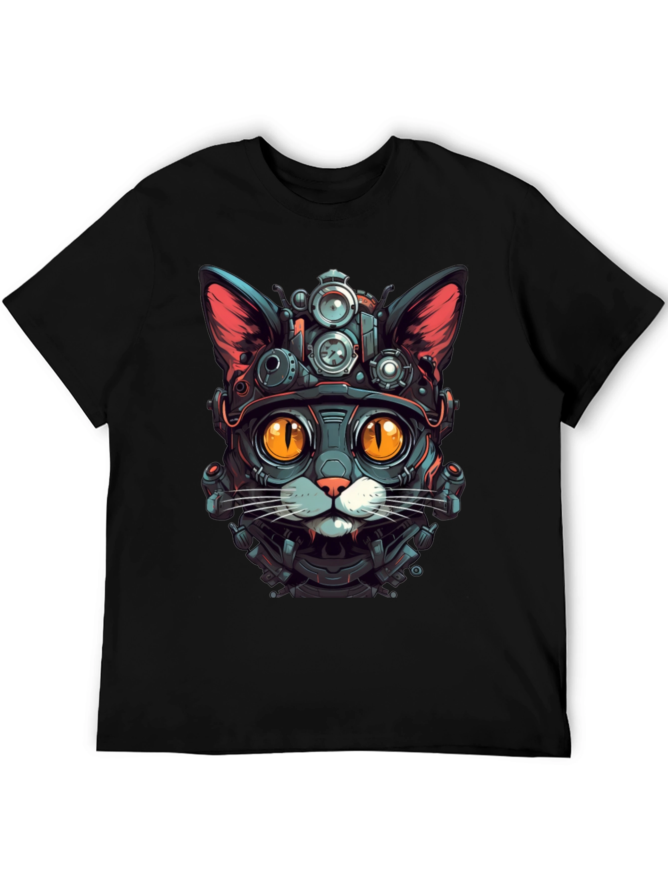 Steampunk Cat Graphic Tee - Unique Design