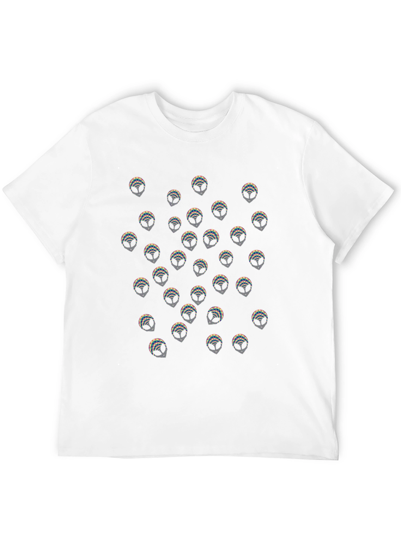 Alien Head Pattern Black T-Shirt