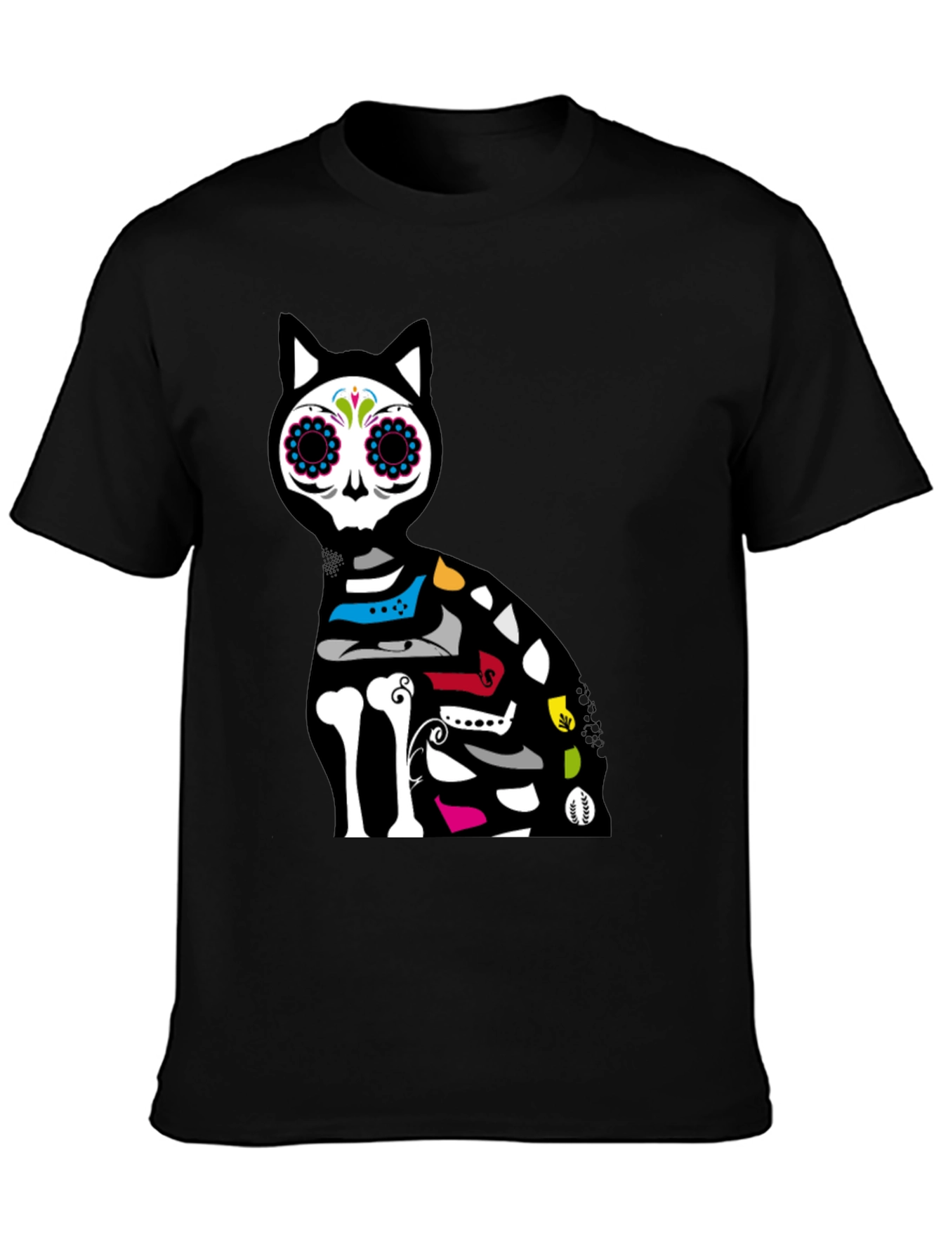 Sugar Skull Cat Graphic T-Shirt