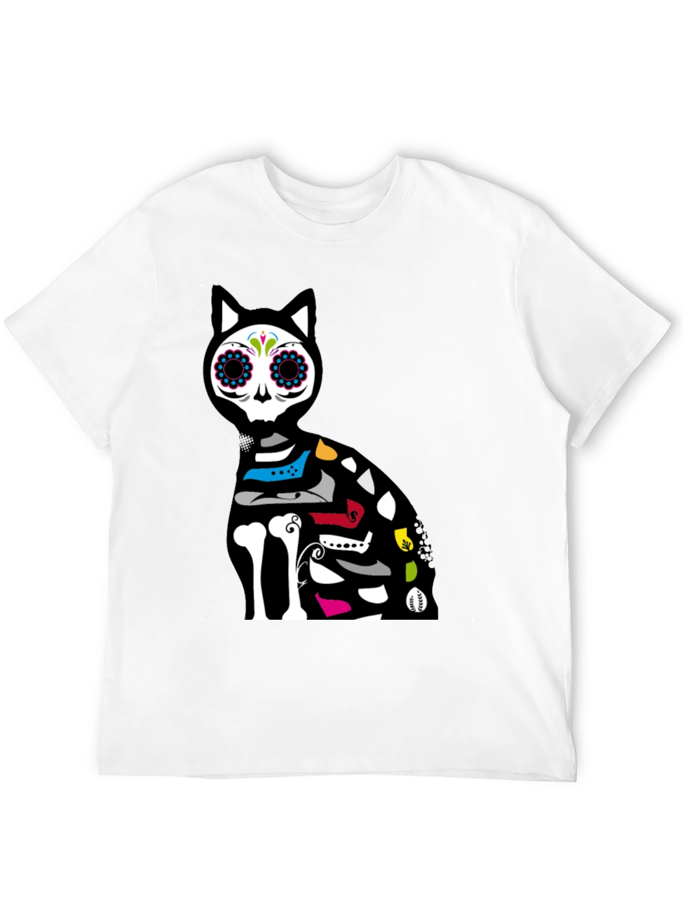 Sugar Skull Cat Graphic T-Shirt