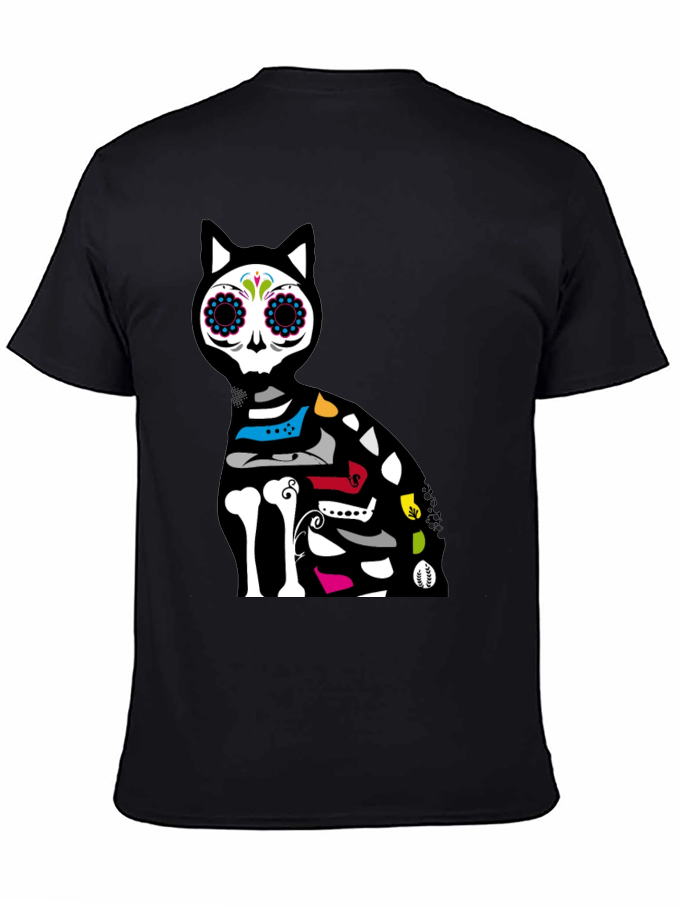 Sugar Skull Cat Graphic T-Shirt