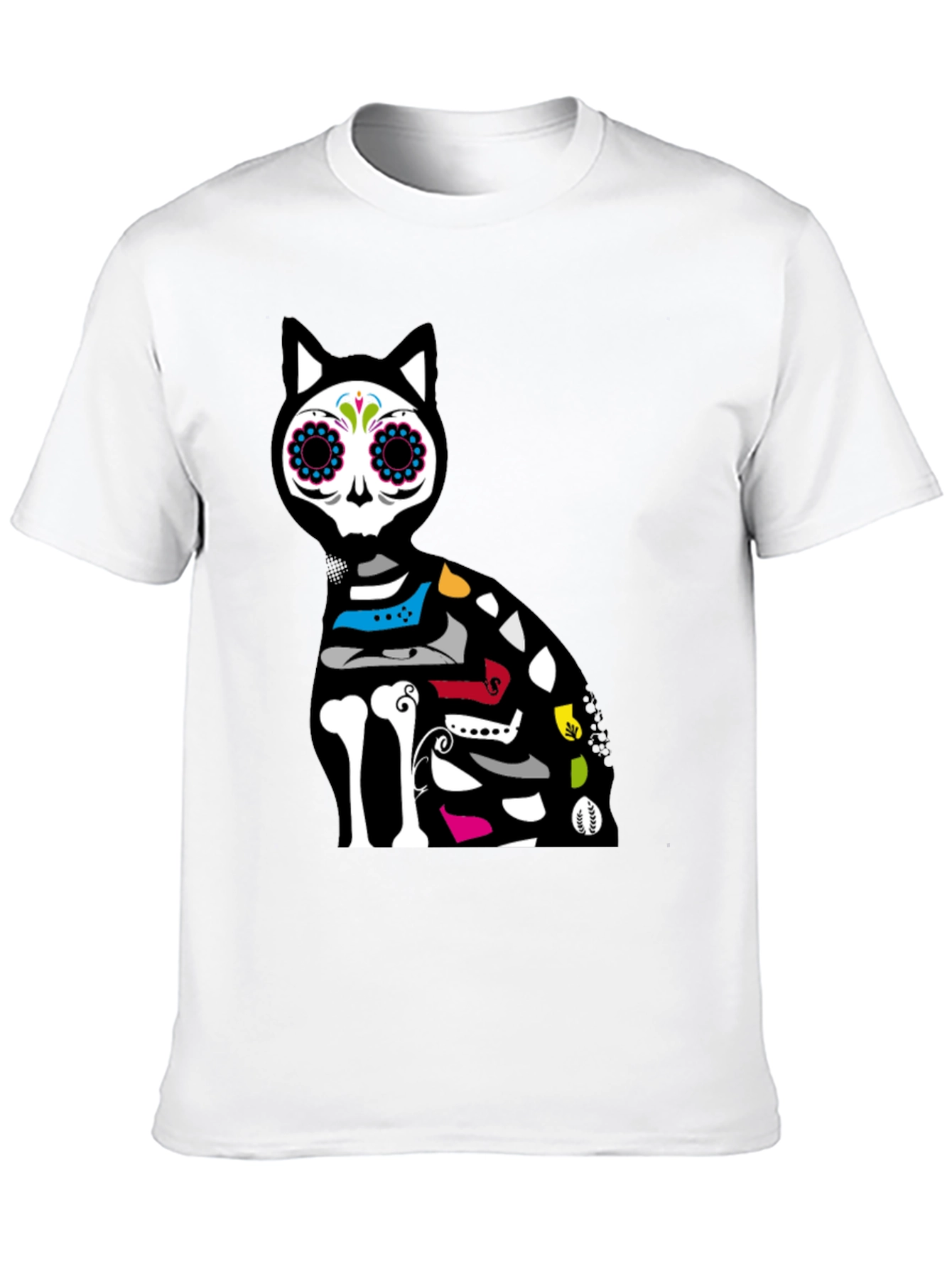 Sugar Skull Cat Graphic T-Shirt